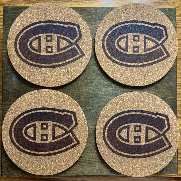 Canadiens Logo Cork Coasters Set of 4 Reserved For @up_north_and_co - Picture 8 of 10